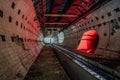 Round tiled tunnel in abandoned underground nuclear physics laboratory Royalty Free Stock Photo