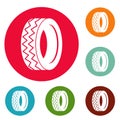 Round tire icons circle set vector