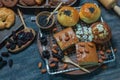 Round toasted bread and banana cakes are placed on a stainless steel baking rack Royalty Free Stock Photo