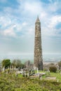 Round tower and cemetery in Ardmore Royalty Free Stock Photo