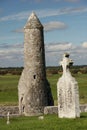 Round tower. Clonmacnoise. Ireland Royalty Free Stock Photo