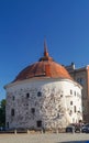 Round Tower on the Market Square in the old medieval part of Vyborg Royalty Free Stock Photo