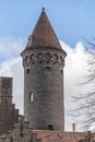 A round tower in Our Lady of Bruges church grounds Royalty Free Stock Photo