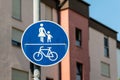 a traffic sign only for pedestrians and cyclists allowed Royalty Free Stock Photo