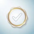 A round, translucent seal with wavy edges outlined in gold. The center features a simpl Royalty Free Stock Photo