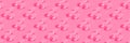 Round transparent pills on pink background. Seamless pattern. Banner, site header. Beauty skin care concept