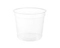 Round Transparent Plastic Cup isolated on white background