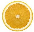 Round transparent slice of orange isolated on white background Royalty Free Stock Photo