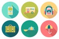 Round travel flat colour Icons