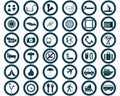 Round travel icons set