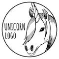Round unicorn logo; vector illustration EPS10