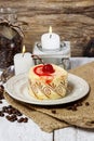 Round vanilla torte with cherry Royalty Free Stock Photo