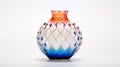 Round Vase With Colored Diamonds And Blue & White Porcelain