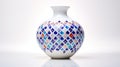 Round Vase With Colored Diamonds And Blue & White Porcelain