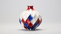 Round Vase With Colored Diamonds And Blue And White Porcelain