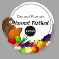 Banner with horn of plenty and vegetables, fruits and mushrooms Royalty Free Stock Photo