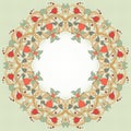 Round vector frame with floral ornament