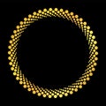 Round vector frame - gold colored circle banner on black background Royalty Free Stock Photo