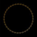 Round vector frame - gold colored circle banner on black background Royalty Free Stock Photo