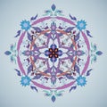 Round vector ornament. Flower circle element.