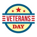 Round veterans day logo, flat style Royalty Free Stock Photo