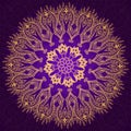 Round vintage violet and gold pattern Royalty Free Stock Photo