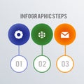 Round Visualized Numbers infographic template design. Business concept infograph with 3 options, steps or processes. Vector