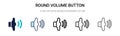 Round volume button icon in filled, thin line, outline and stroke style. Vector illustration of two colored and black round volume