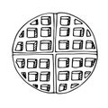 Round waffle vector illustration, hand drawing doodle Royalty Free Stock Photo