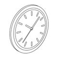 Round wall clock. Office clock in outline style Isometric vector symbol stock illustration web. Royalty Free Stock Photo