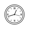 Wall Round Clock Outline Flat Icon on White