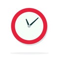 Round wall clock with red piping vector flat isolated