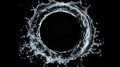 Round Water Splash in Black Circle Background Royalty Free Stock Photo