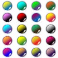 Round web buttons set of 20 in assorted colors Royalty Free Stock Photo