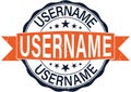 Orange round username rubber stamp web badge Royalty Free Stock Photo