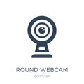 round webcam icon in trendy design style. round webcam icon isolated on white background. round webcam vector icon simple and