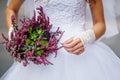 Round wedding bouquet of pink flowers