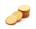 Round wheat crackers isolated