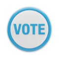 Round White Button with Blue Border and the Word VOTE in Blue Letters vote voting Royalty Free Stock Photo