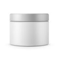 Round white matte plastic jar for cosmetics