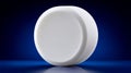 Round white object on reflective surface against dark blue background Royalty Free Stock Photo