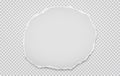 Round white paper with torn adges and soft shadow is on grey squared background for text. Vector illustration Royalty Free Stock Photo