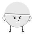 Round white pill character vector isolated. Medical mascot