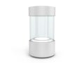 Round white Showcases with a pedestal with lighting inside