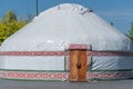 Round white yurt kazakhstan nomads. Traditional asian house.