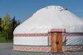 Round white yurt kazakhstan nomads. Traditional asian house.