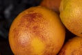 round whole red ripe group of oranges close-up