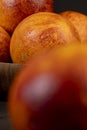 round whole red ripe group of oranges close-up