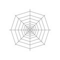 Round whole spider web isolated on white background. Halloween spiderweb element. Cobweb line style. Vector illustration for any Royalty Free Stock Photo