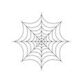 Round whole spider web isolated on white background. Halloween spiderweb element. Cobweb line style. Vector illustration for any Royalty Free Stock Photo